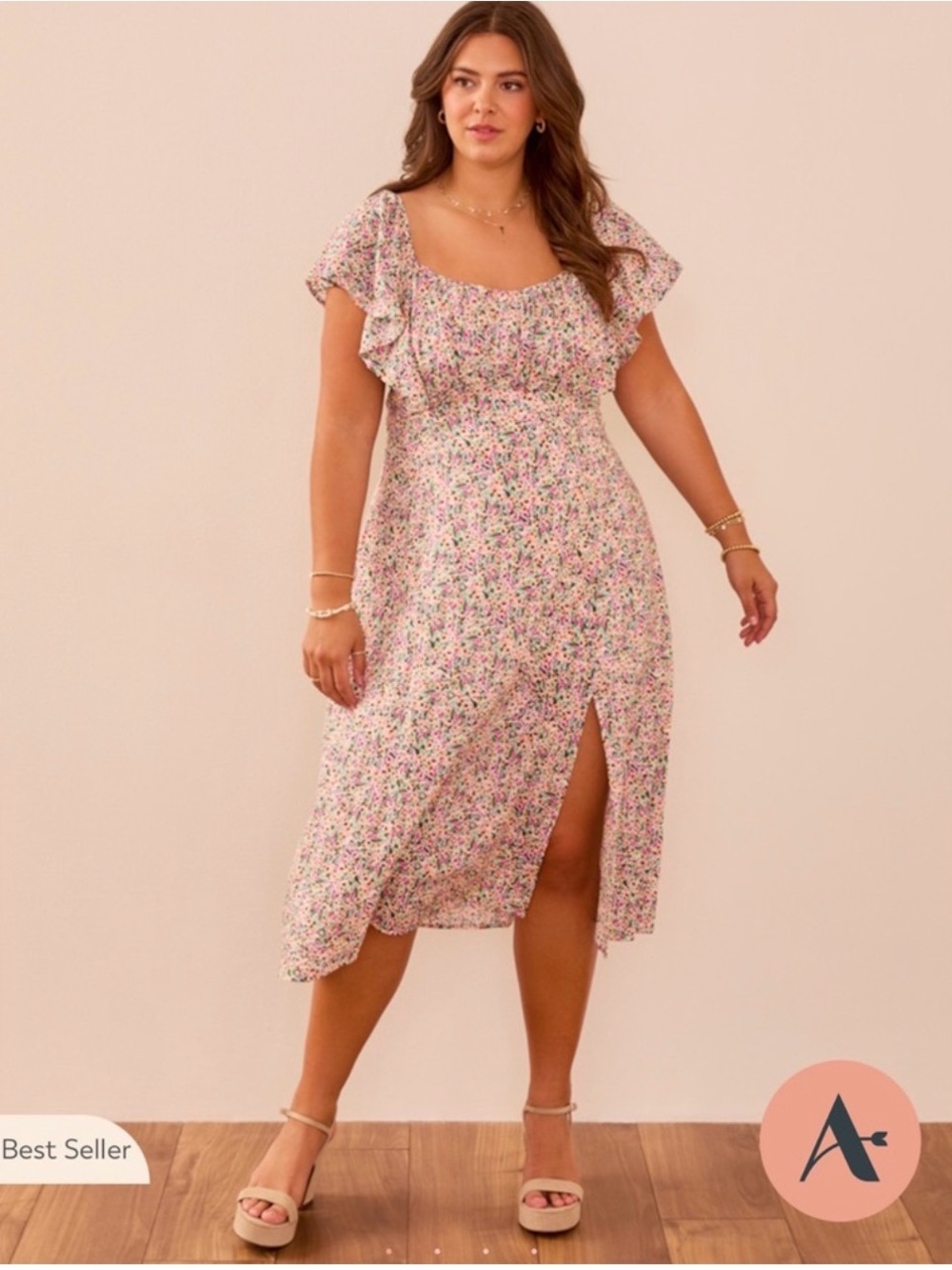 ARULA Sarah Floral Midi Dress